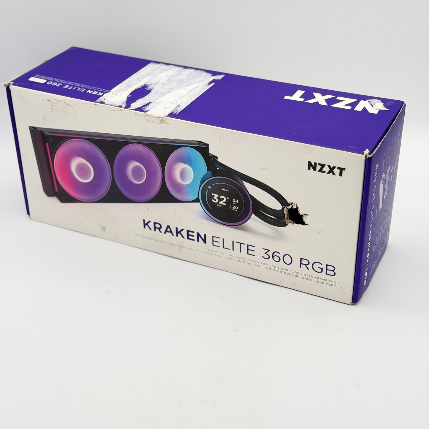 NZXT Kraken Elite RGB 360mm AIO Liquid CPU Cooler 2.72" LCD Screen Black NEW