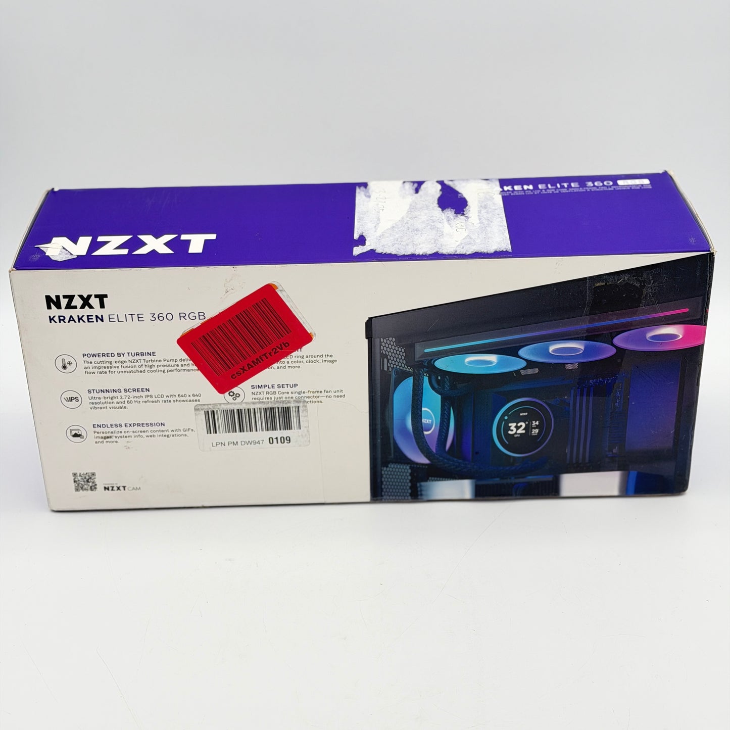 NZXT Kraken Elite RGB 360mm AIO Liquid CPU Cooler 2.72" LCD Screen Black NEW