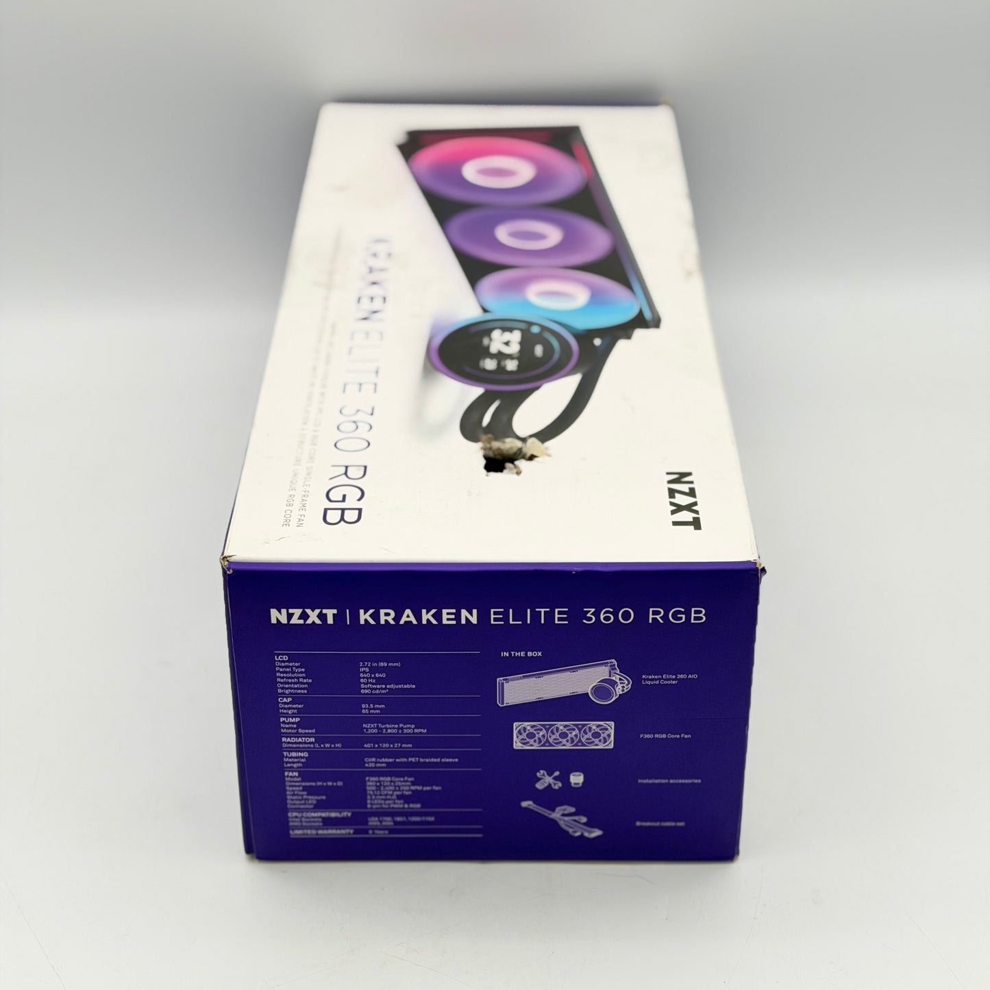 NZXT Kraken Elite RGB 360mm AIO Liquid CPU Cooler 2.72" LCD Screen Black NEW