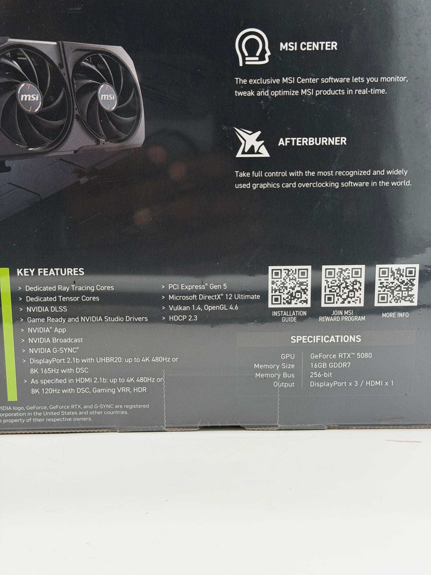 MSI SHADOW GeForce RTX 5080 16GB GDDR7 PCI Express 5.0 Graphics Card