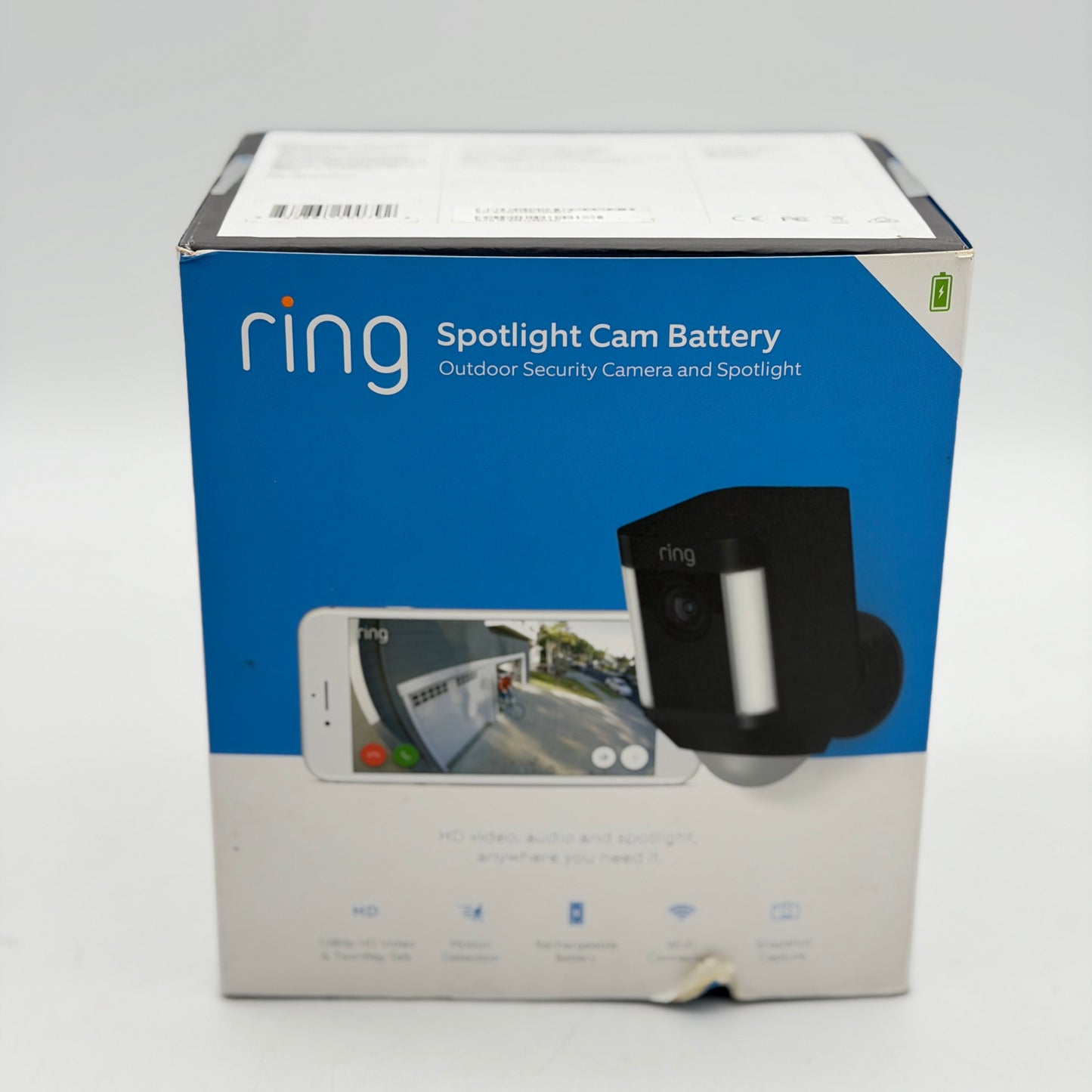 Ring Spotlight Cam Battery Black HD Outdoor Wireless Security Camera - NEW