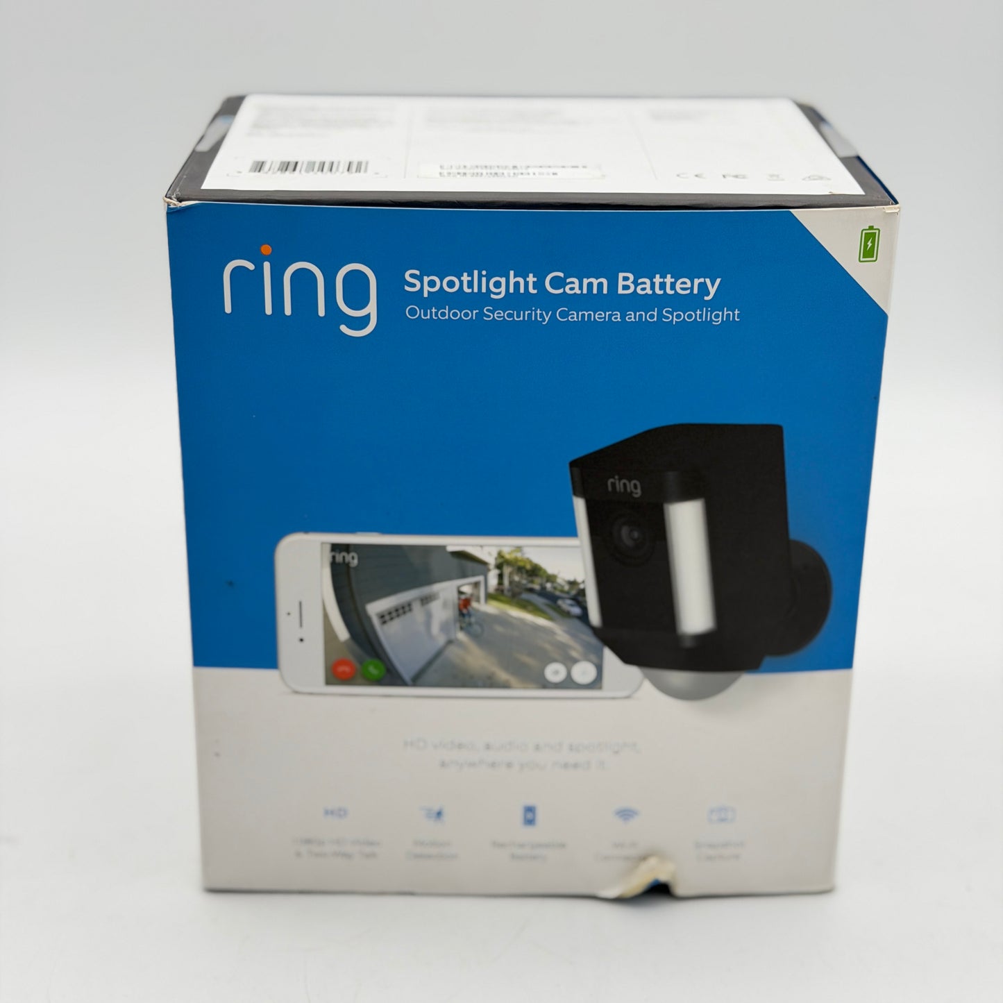 Ring Spotlight Cam Battery Black HD Outdoor Wireless Security Camera - NEW