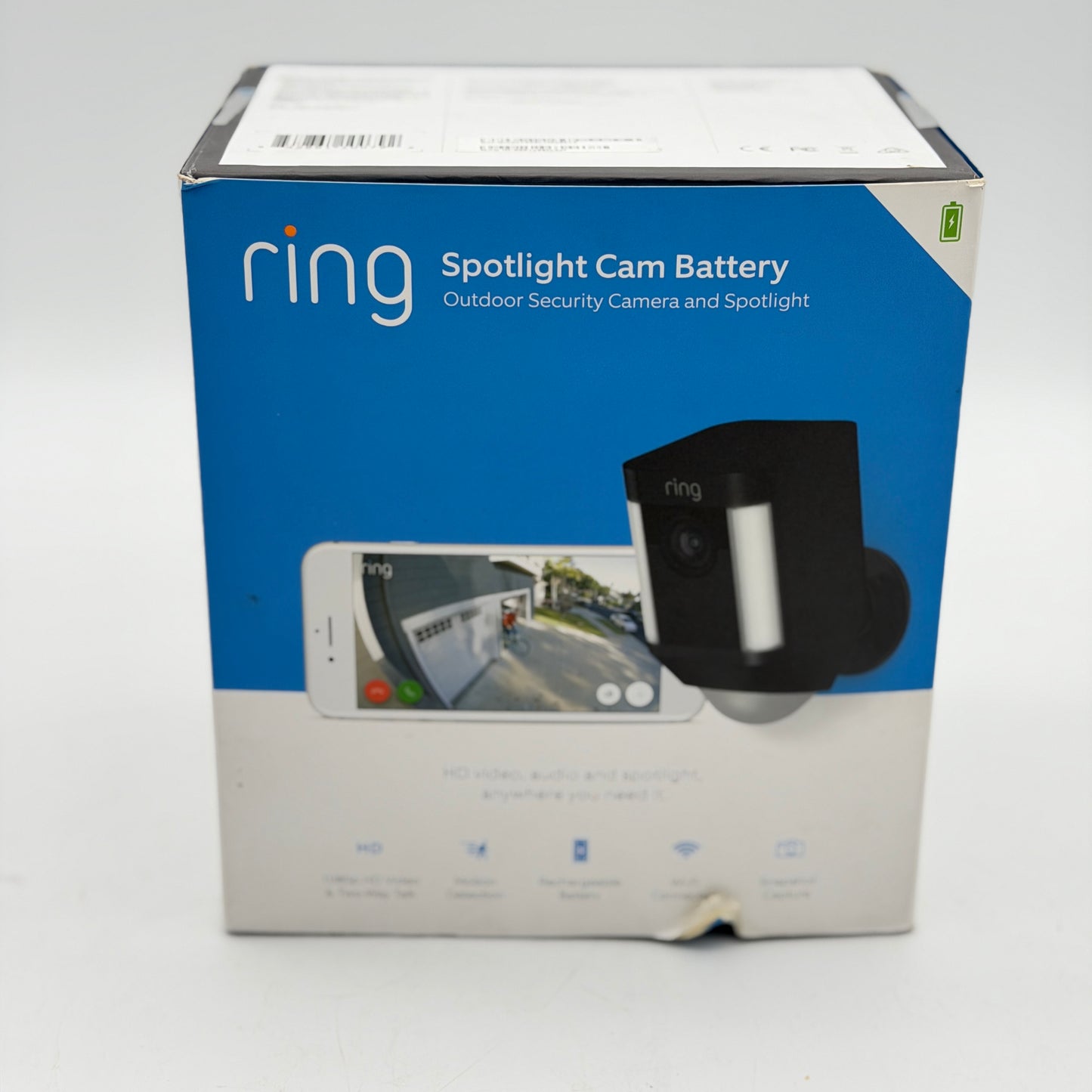 Ring Spotlight Cam Battery Black HD Outdoor Wireless Security Camera - NEW