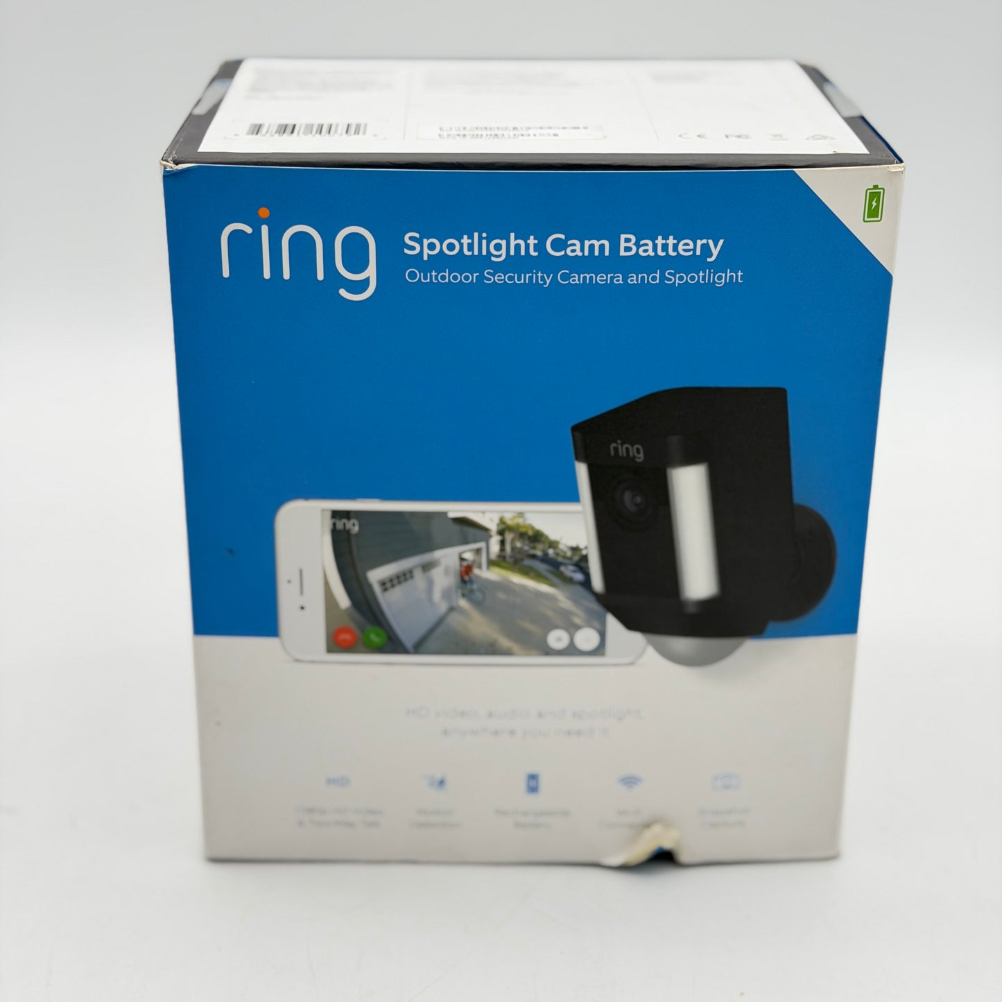 Ring Spotlight Cam Battery Black HD Outdoor Wireless Security Camera - NEW