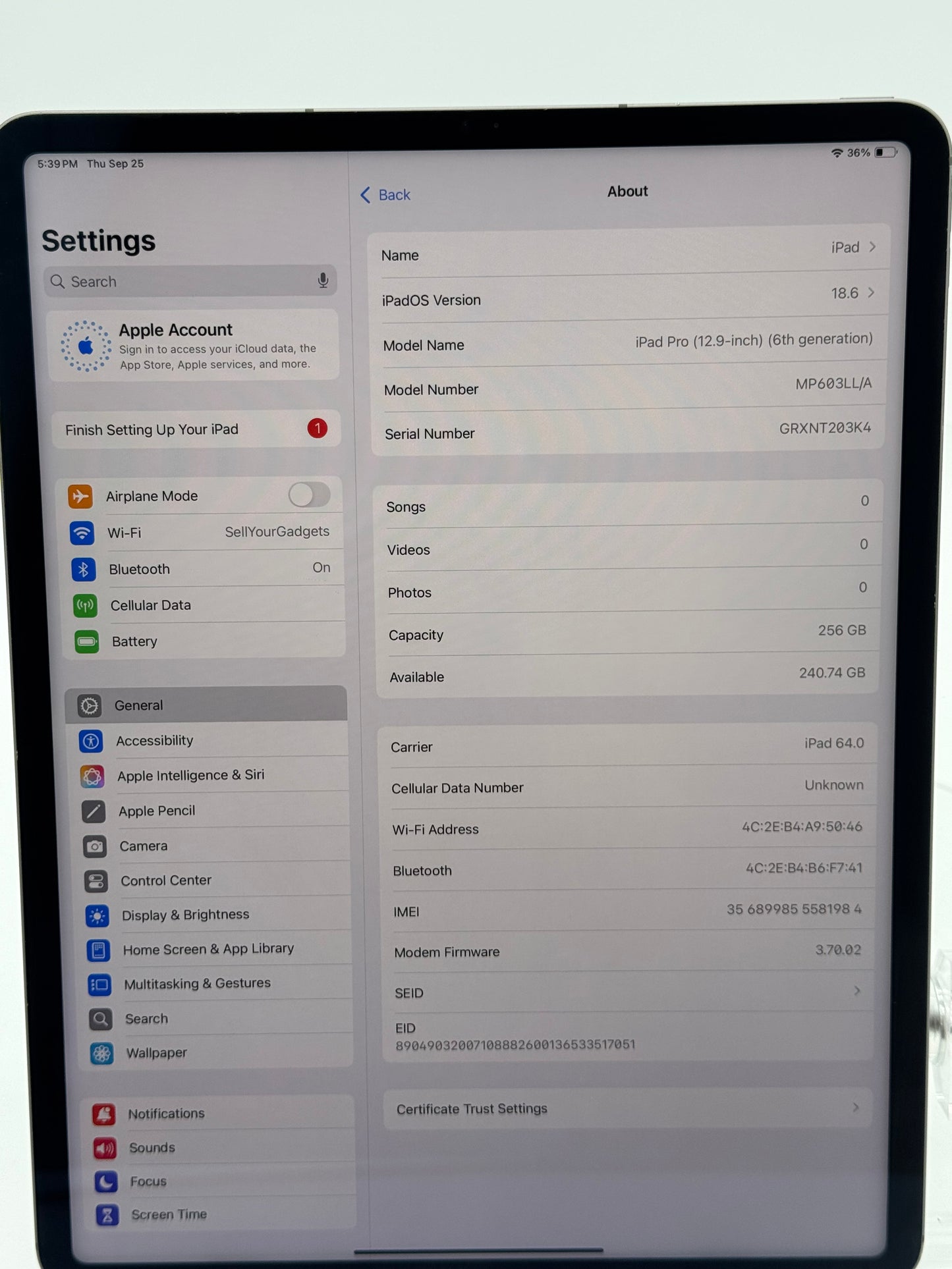 Apple iPad Pro (6th Gen, 12.9-inch) A2764 - Used - A, Space Gray, 256GB, Cellular