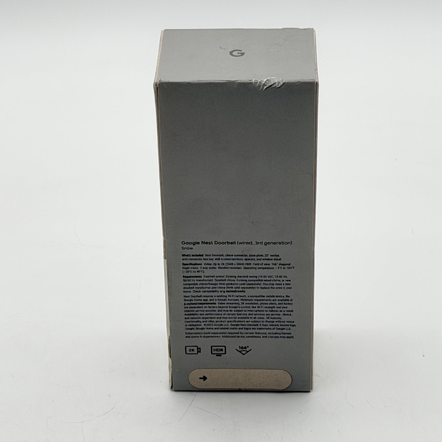 GOOGLE NEST DOORBELL WIRED 3rd Gen 2K Video Gemini Smart Camera G6PPP - New Sealed