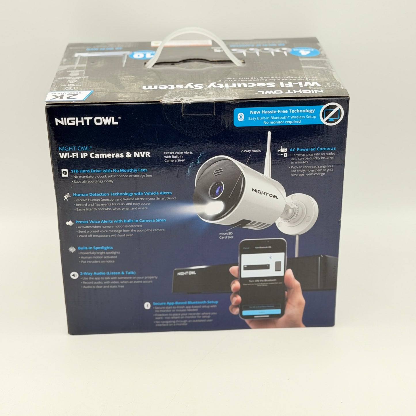 NIGHT OWL 2K Wi-Fi Security System 4 Cameras 1TB NVR White Bluetooth - New Sealed
