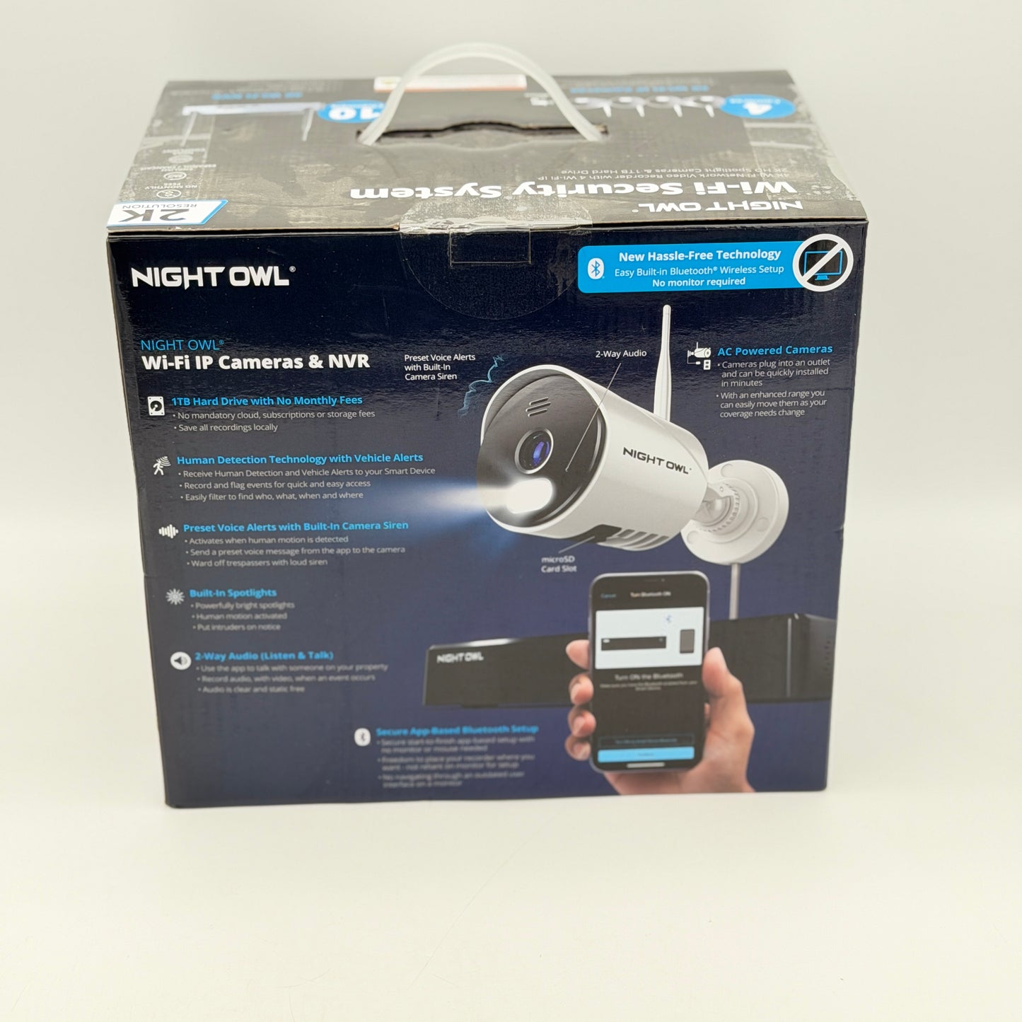 NIGHT OWL 2K Wi-Fi Security System 4 Cameras 1TB NVR White Bluetooth - New Sealed
