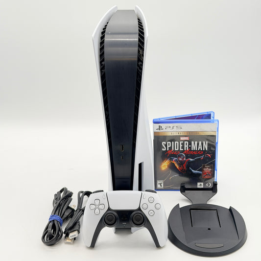 Sony PS5 Disc Edition Console 825GB White CFI-1215A Bundle Spider-Man Tested