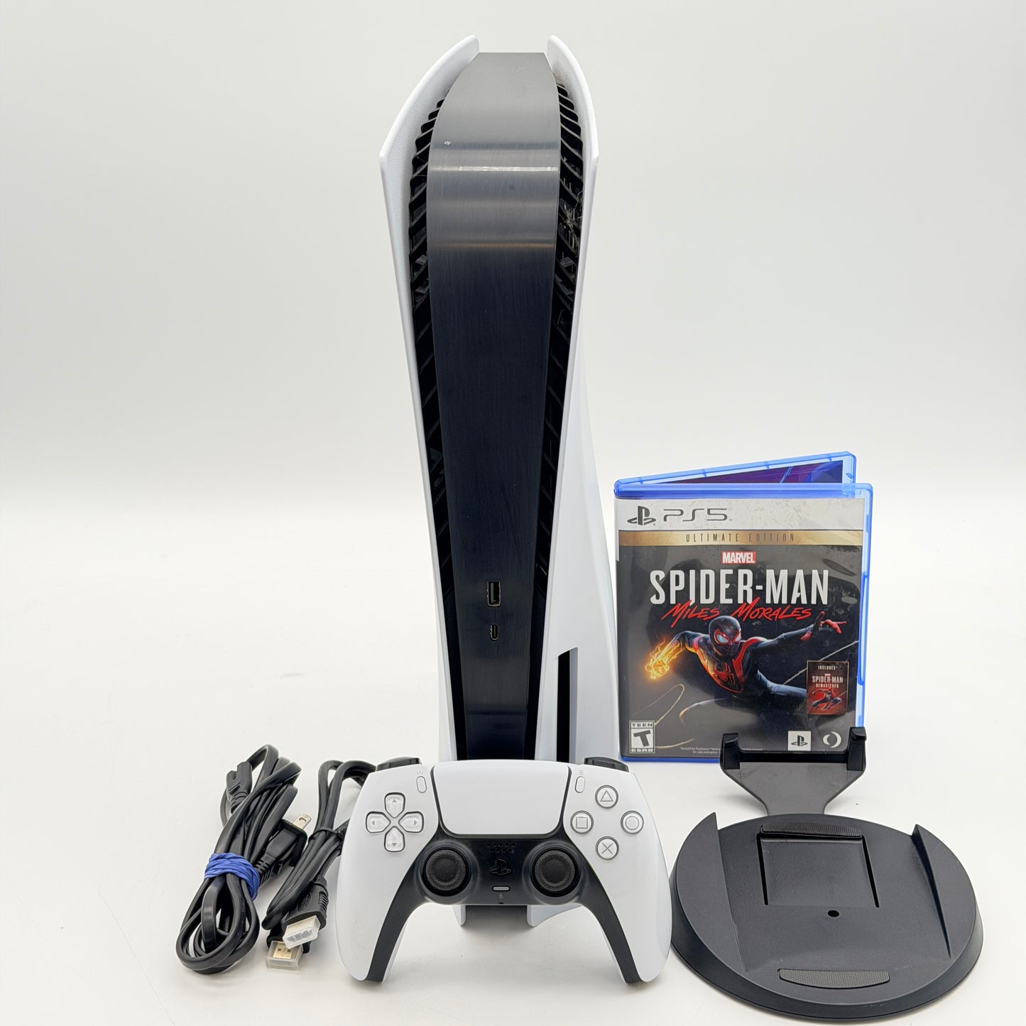 Sony PS5 Disc Edition Console 825GB White CFI-1215A Bundle Spider-Man Tested