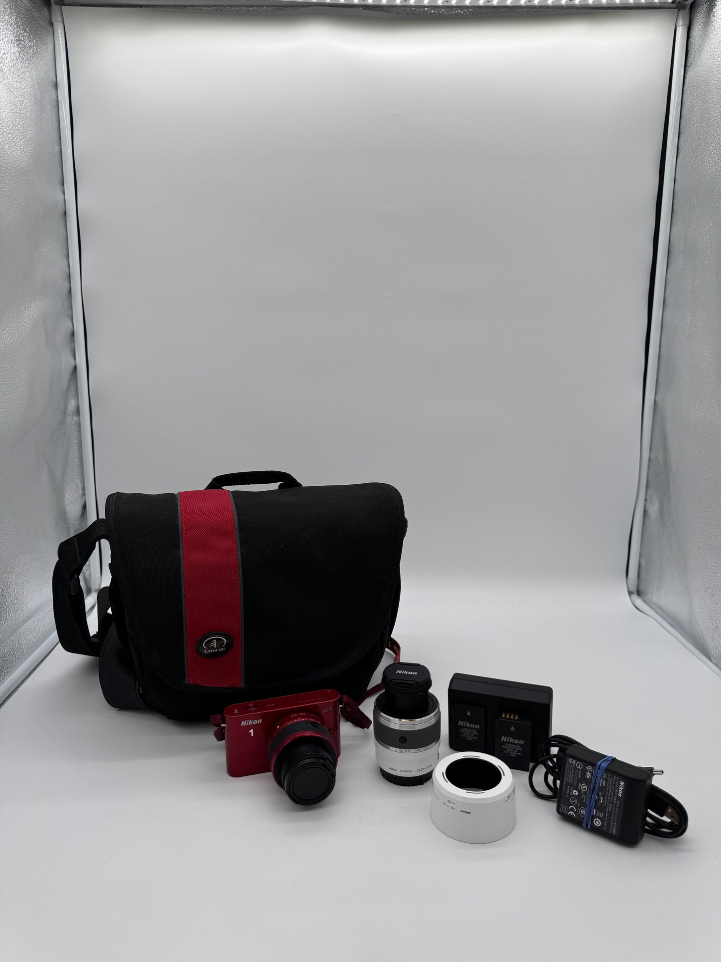 Nikon 1 J1 Red Digital Camera with 2 Lenses and Carry Bag