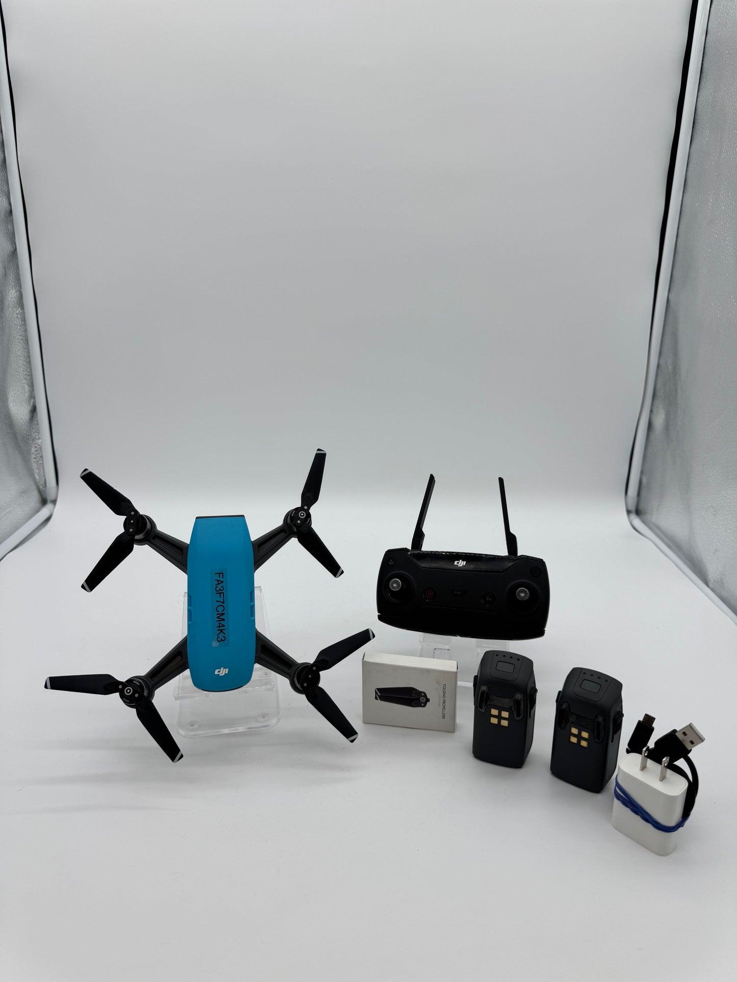 DJI Spark Drone Parts Only AS IS - CASE - Propellers - Blades - Charger - Unit