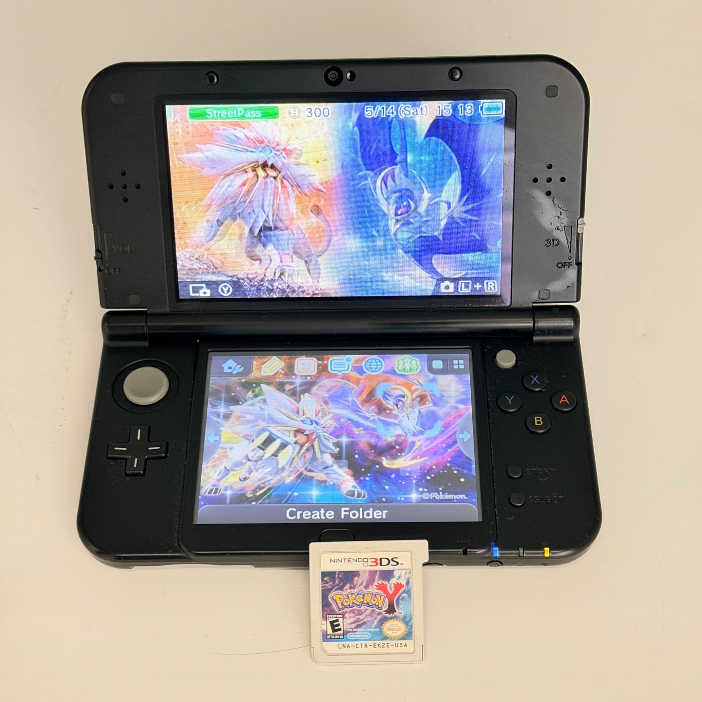 Nintendo New 3DS XL Solgaleo Lunala Edition Console Pokemon Y Charger Stylus