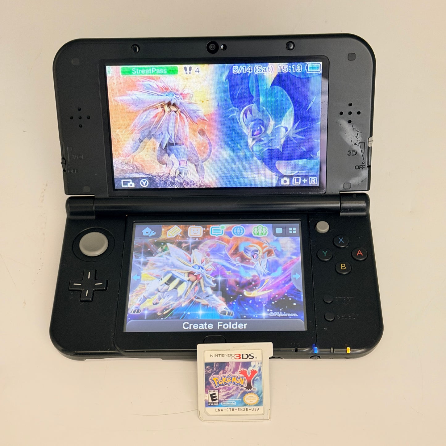 Nintendo New 3DS XL Solgaleo Lunala Edition Console Pokemon Y Charger Stylus