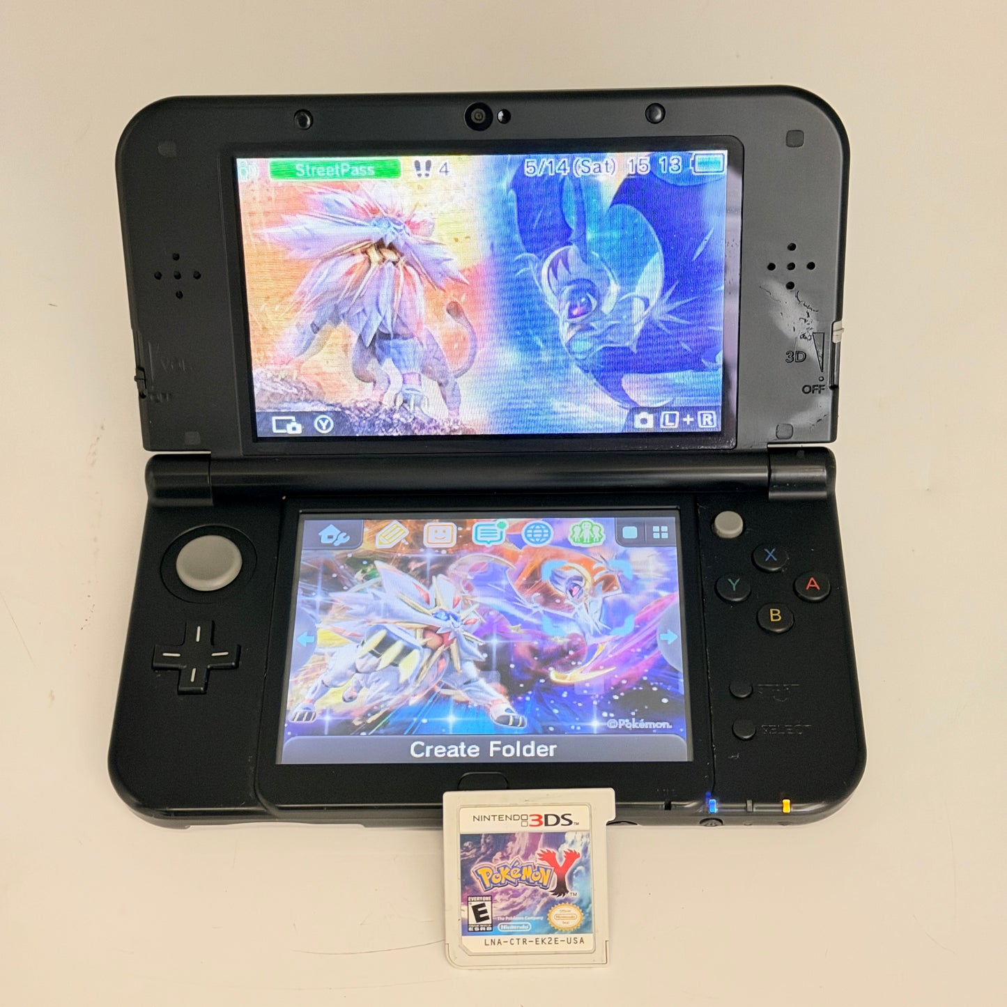 Nintendo New 3DS XL Solgaleo Lunala Edition Console Pokemon Y Charger Stylus