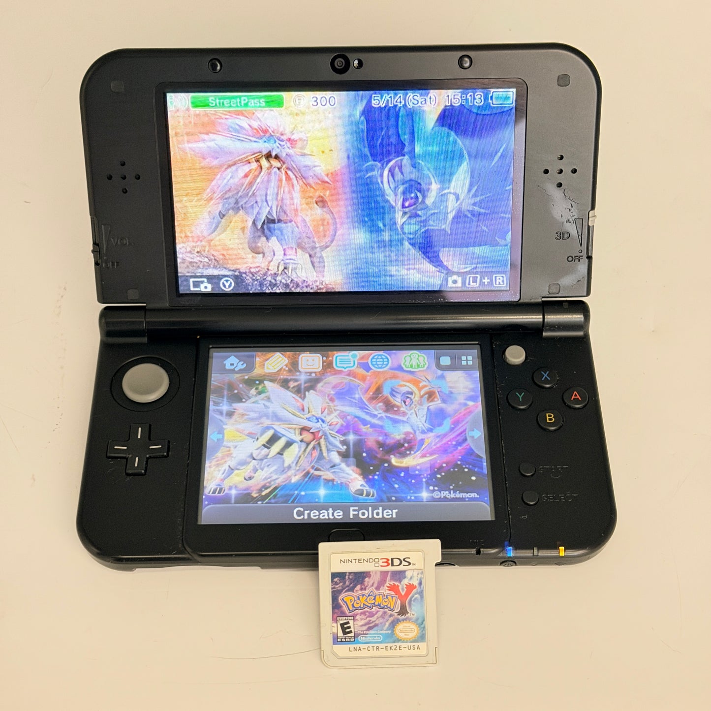 Nintendo New 3DS XL Solgaleo Lunala Edition Console Pokemon Y Charger Stylus