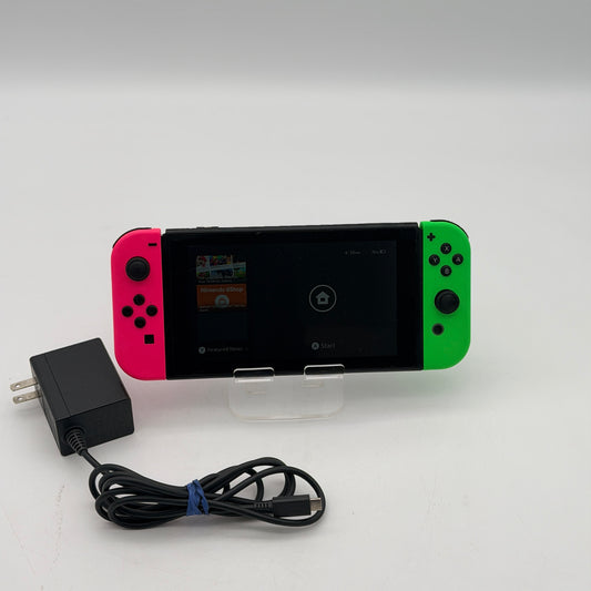 Nintendo Switch HAC-001(-01) V2 Console Neon Red Blue Tested NO DRIFT w/ Charger