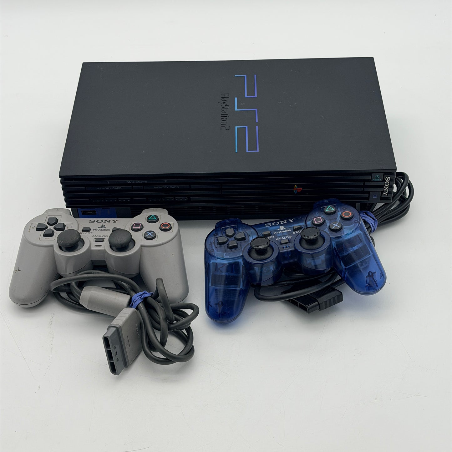 Sony PS2 Fat SCPH-35001 Console Bundle 2 Controllers AV Adapter 5 Games Tested