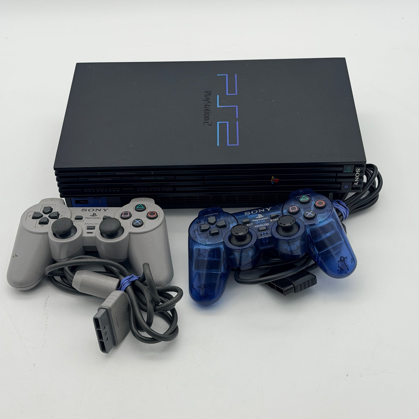 Sony PS2 Fat SCPH-35001 Console Bundle 2 Controllers AV Adapter 5 Games Tested