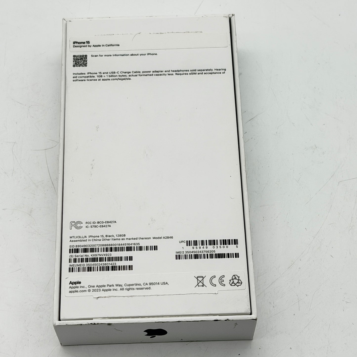 Apple iPhone 15 128GB Black Factory Unlocked Clean IMEI 100% Battery Excellent