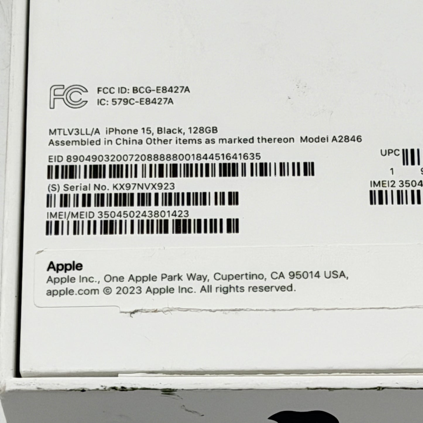 Apple iPhone 15 128GB Black Factory Unlocked Clean IMEI 100% Battery Excellent