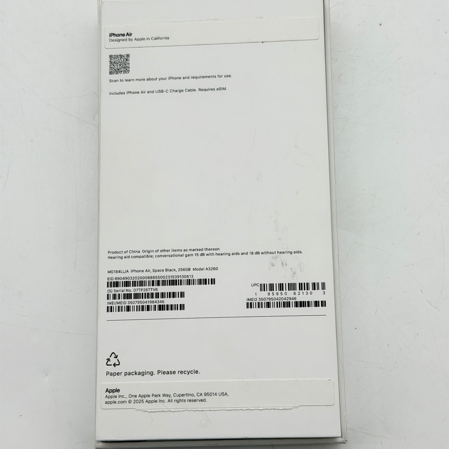 Apple iPhone 17 Air 256GB Black Factory Unlocked