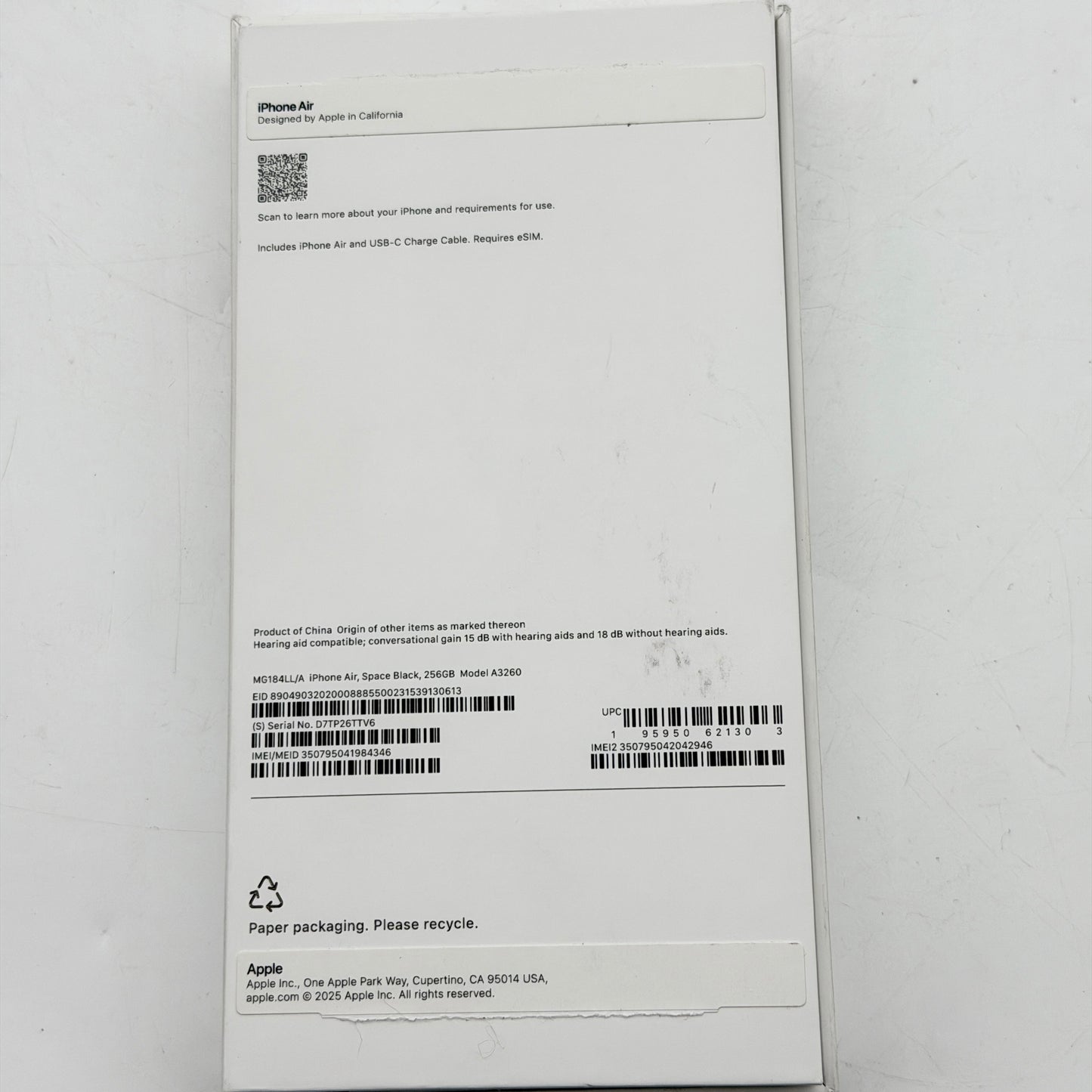 Apple iPhone 17 Air 256GB Black Factory Unlocked