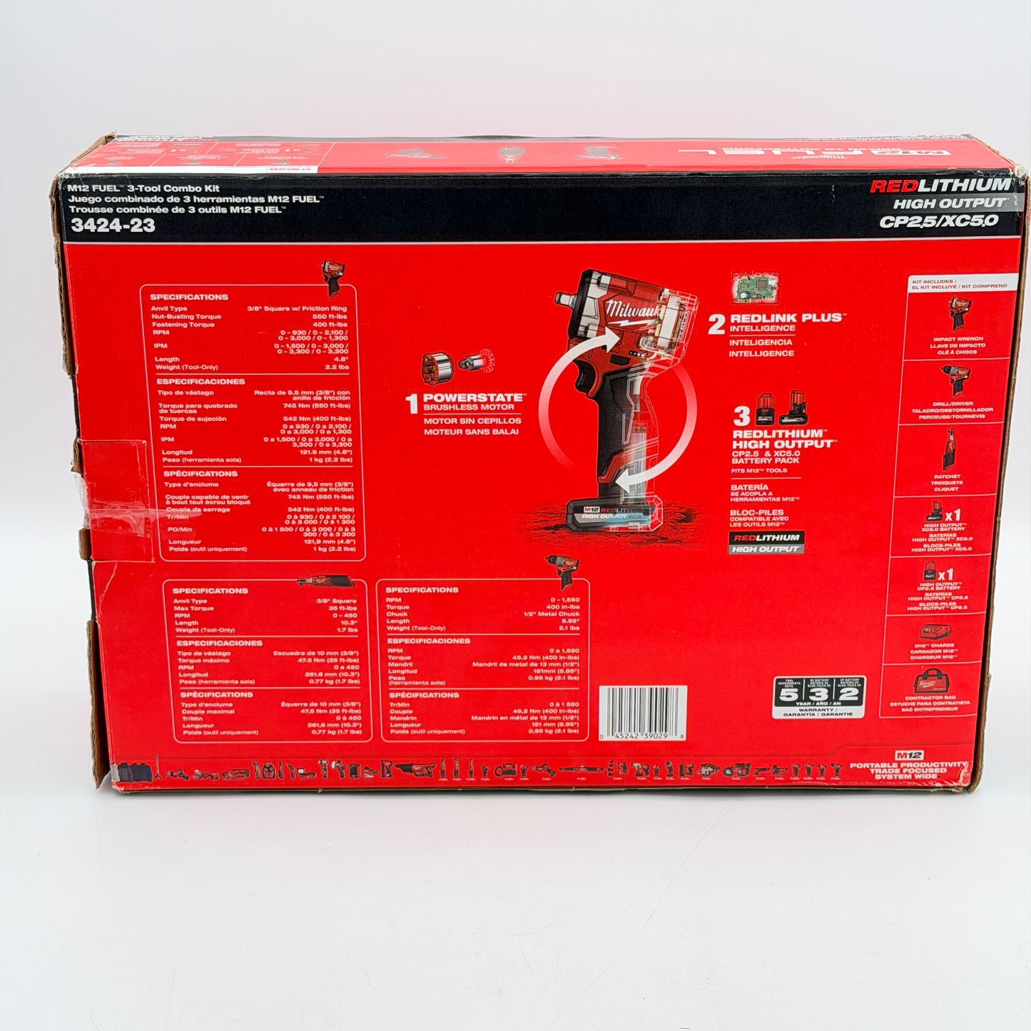 Milwaukee M12 FUEL 3-Tool Combo Kit 3424-23 Stubby Impact Wrench Ratchet Drill - New In Box