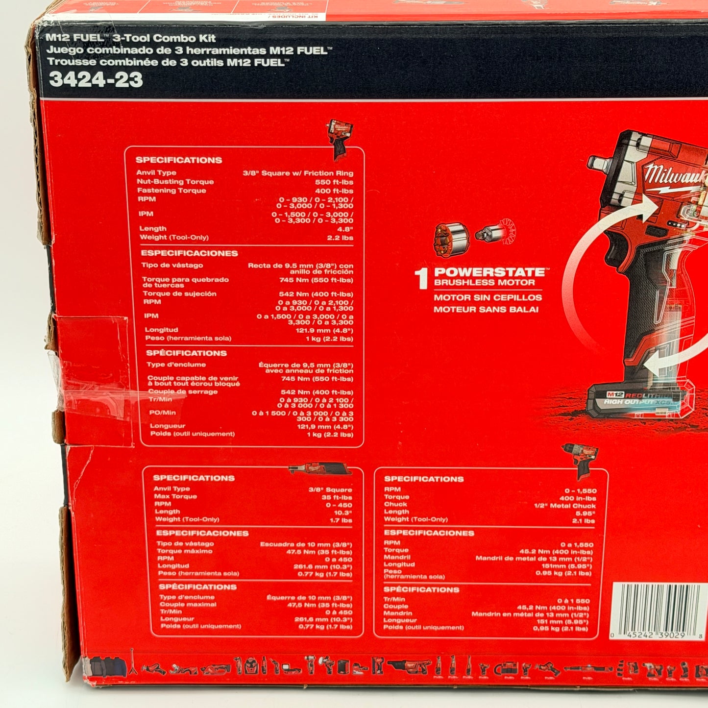 Milwaukee M12 FUEL 3-Tool Combo Kit 3424-23 Stubby Impact Wrench Ratchet Drill - New In Box