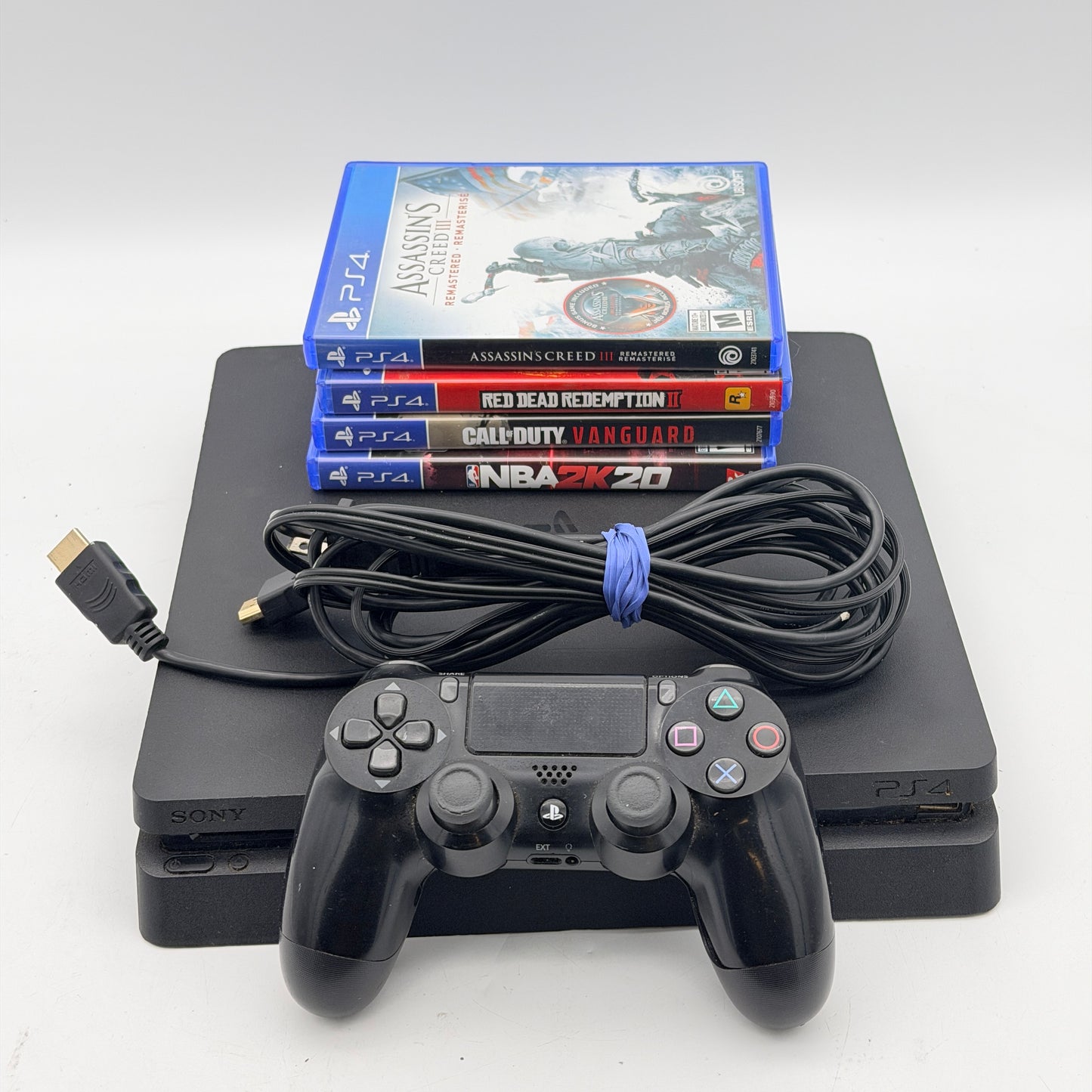 Sony PlayStation 4 PS4 Slim 1TB CUH-2215B Black Console Bundle with Controller, Cords & 5 Games