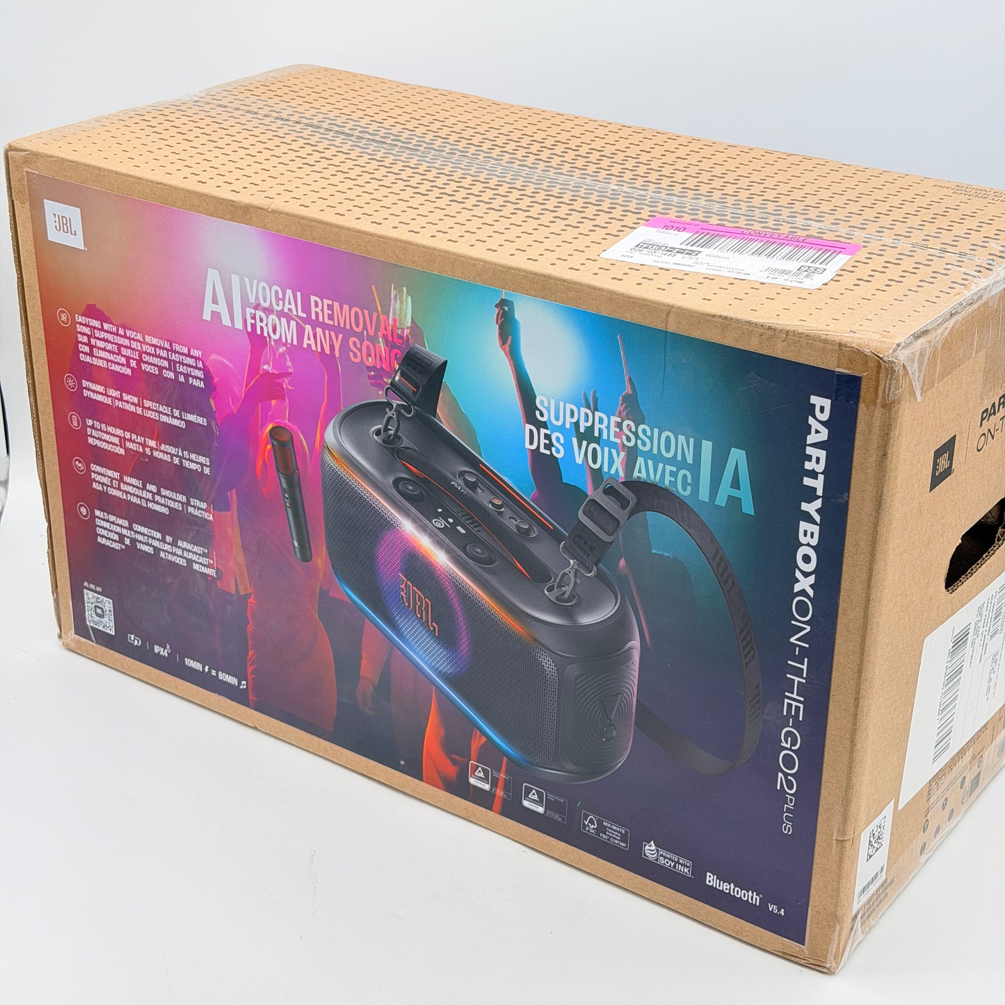 JBL PartyBox On-The-Go 2 Plus Wireless Karaoke Speaker w/ Microphone (Black)