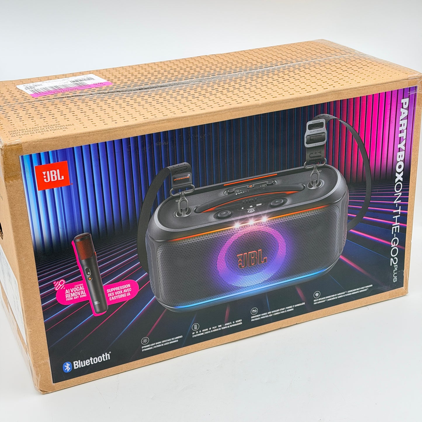 JBL PartyBox On-The-Go 2 Plus Wireless Karaoke Speaker w/ Microphone (Black)