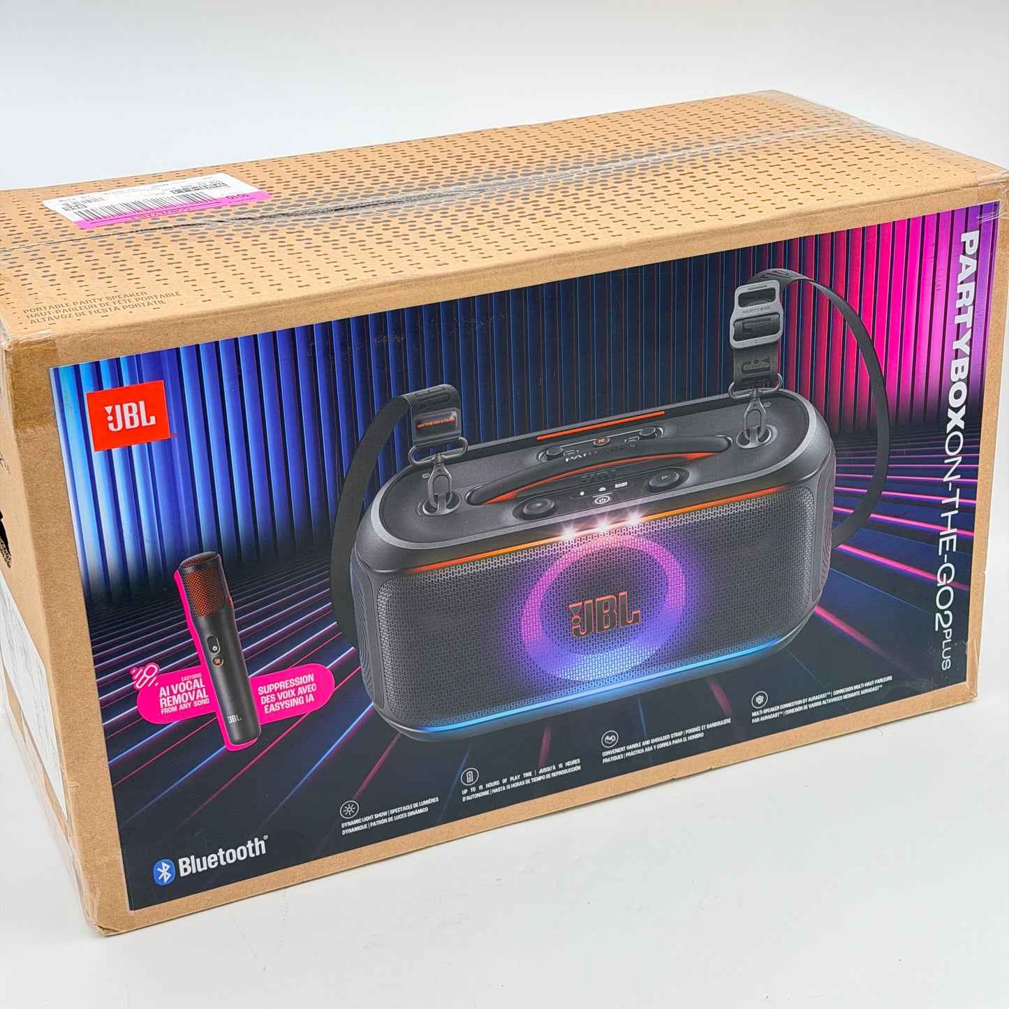 JBL PartyBox On-The-Go 2 Plus Wireless Karaoke Speaker w/ Microphone (Black)