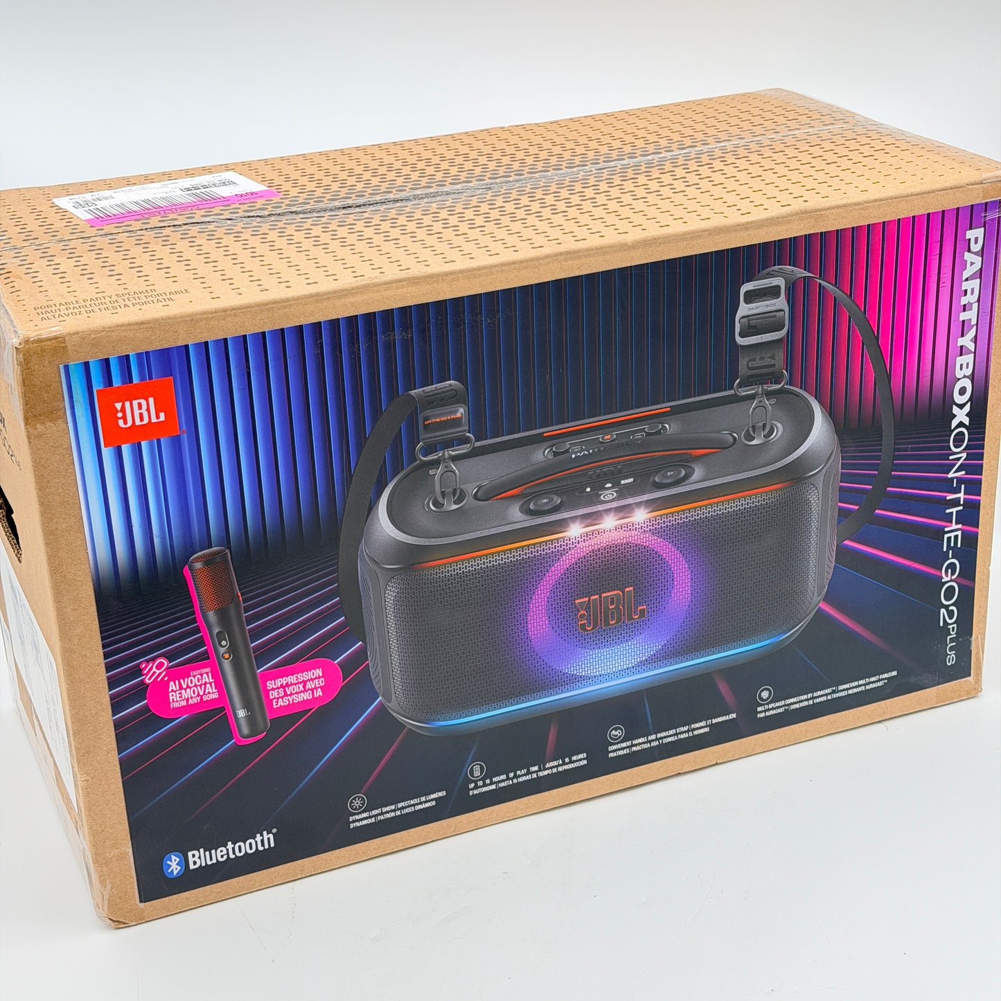 JBL PartyBox On-The-Go 2 Plus Wireless Karaoke Speaker w/ Microphone (Black)