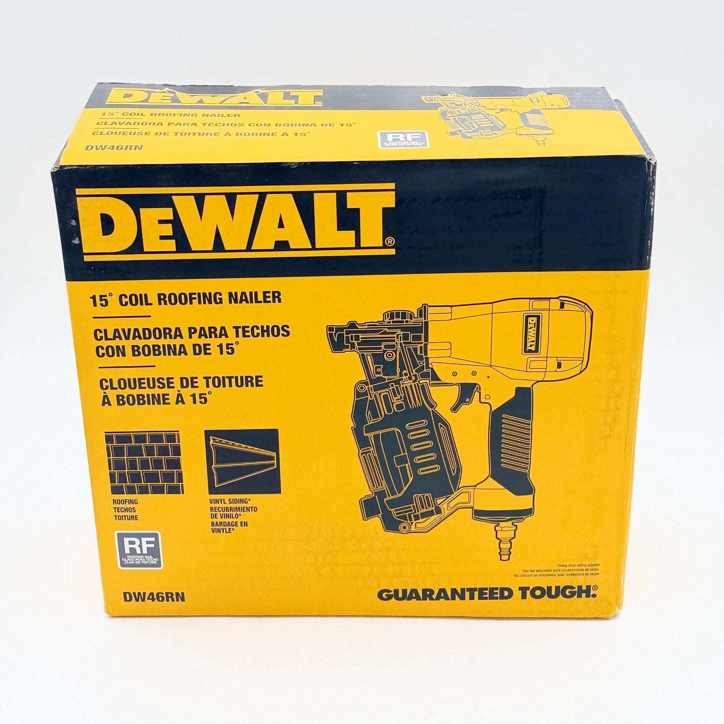 NEW DEWALT DW46RN 15° Coil Roofing Nailer w/ Vinyl Siding Kit