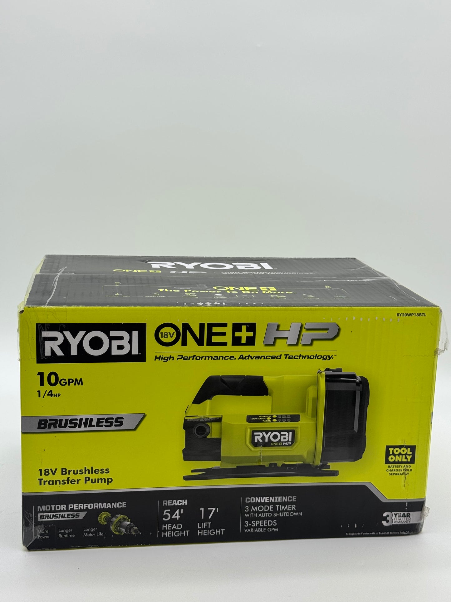 Ryobi ONE+ HP 18V Cordless Battery Powered Transfer Pump with 2.0 Ah Battery - New In Box