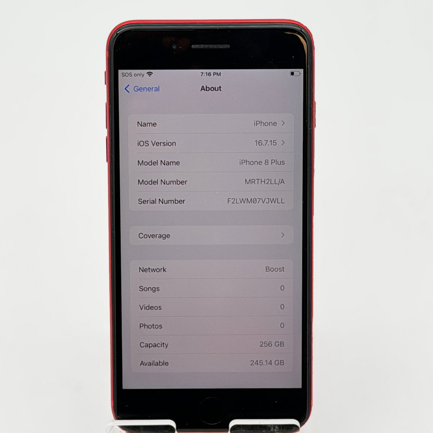 Apple iPhone 8 Plus 256GB Red Unlocked RED - Good Condition -
