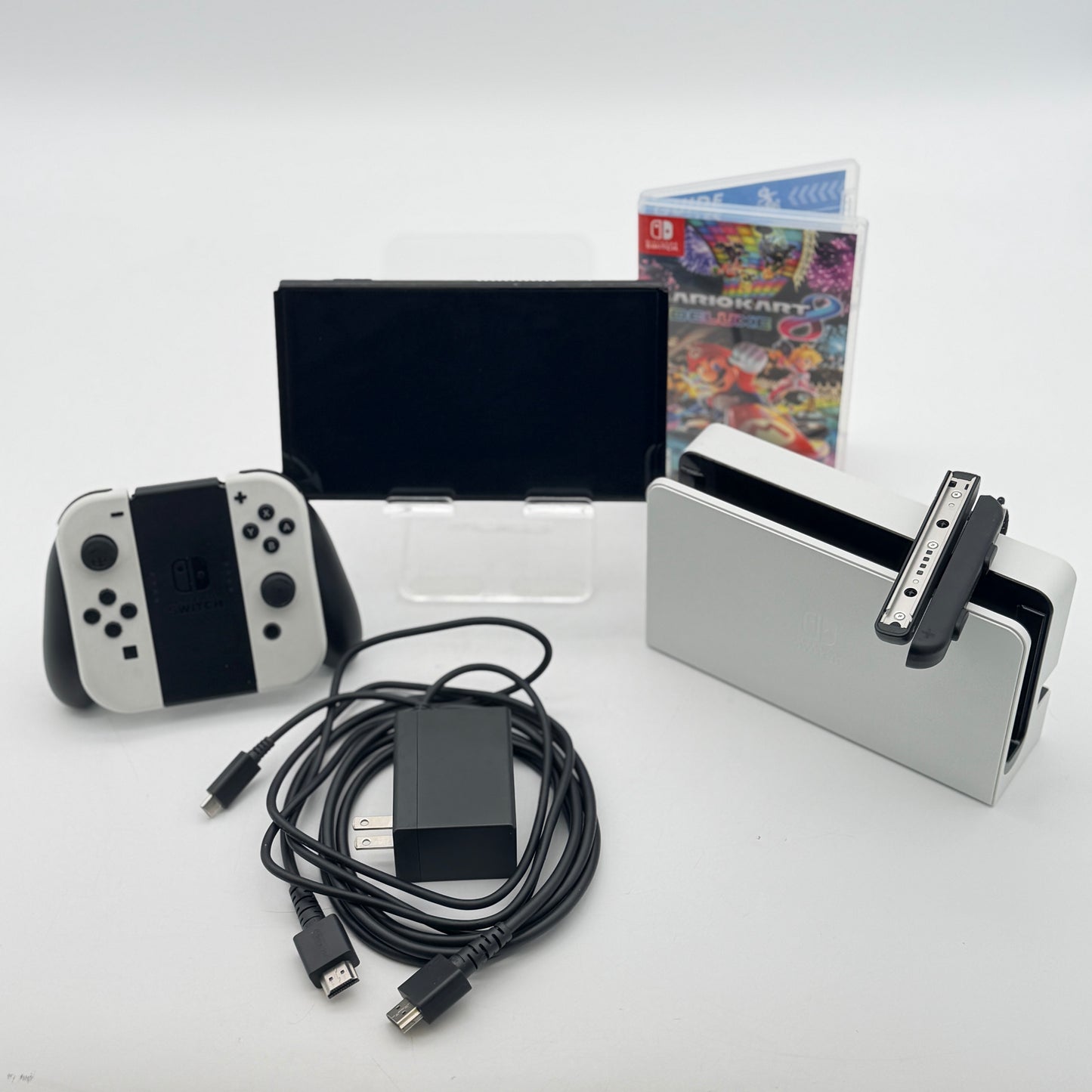 Nintendo Switch OLED White HEG-001 64GB Console CIB Box + Mario Kart 8 Deluxe