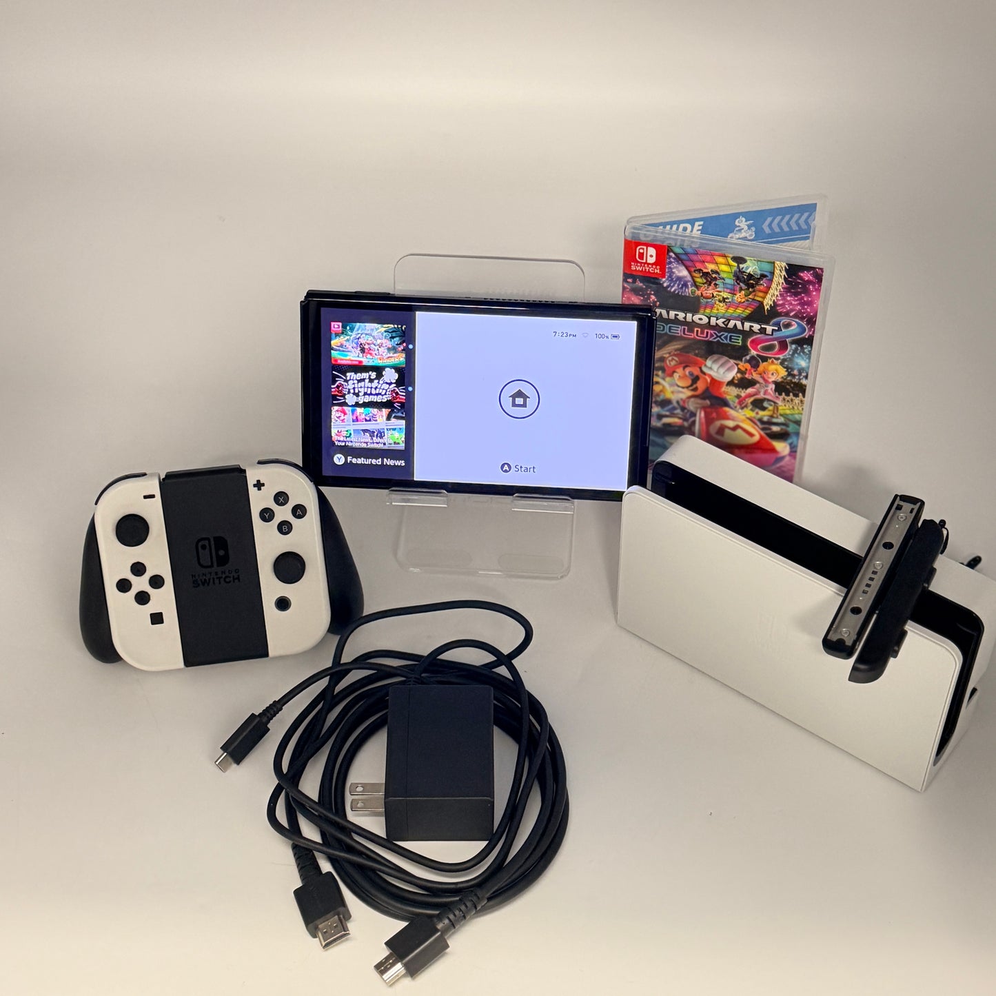 Nintendo Switch OLED White HEG-001 64GB Console CIB Box + Mario Kart 8 Deluxe