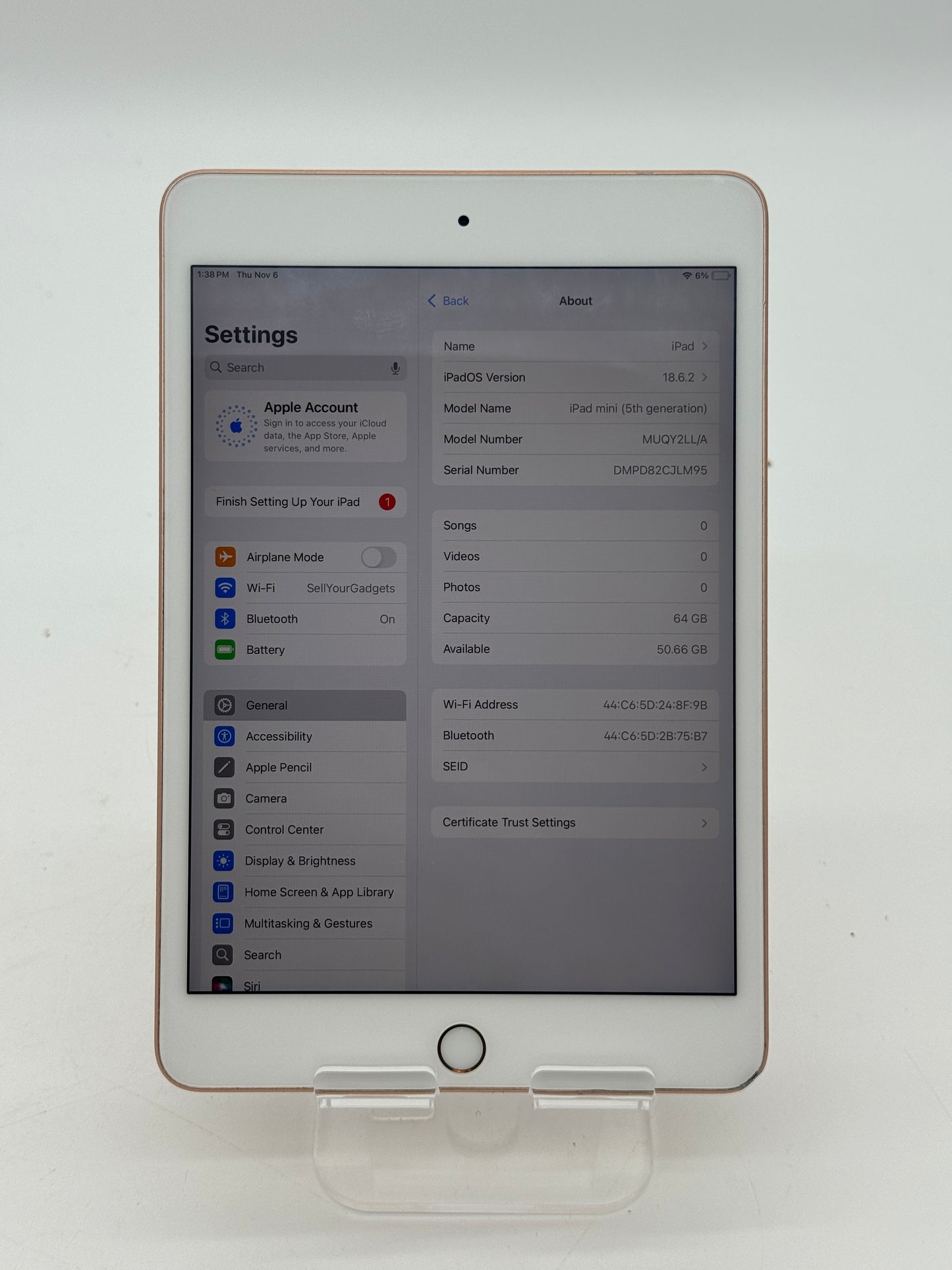 Apple iPad Mini 5th Gen A2133 (MUQY2LL/A) 64GB - Rose Gold