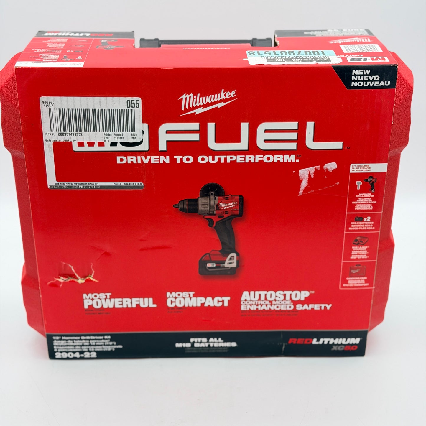 Milwaukee 2904-22 M18 FUEL 1/2" Hammer Drill/Driver Kit w/ 2x 5.0Ah Batteries NEW