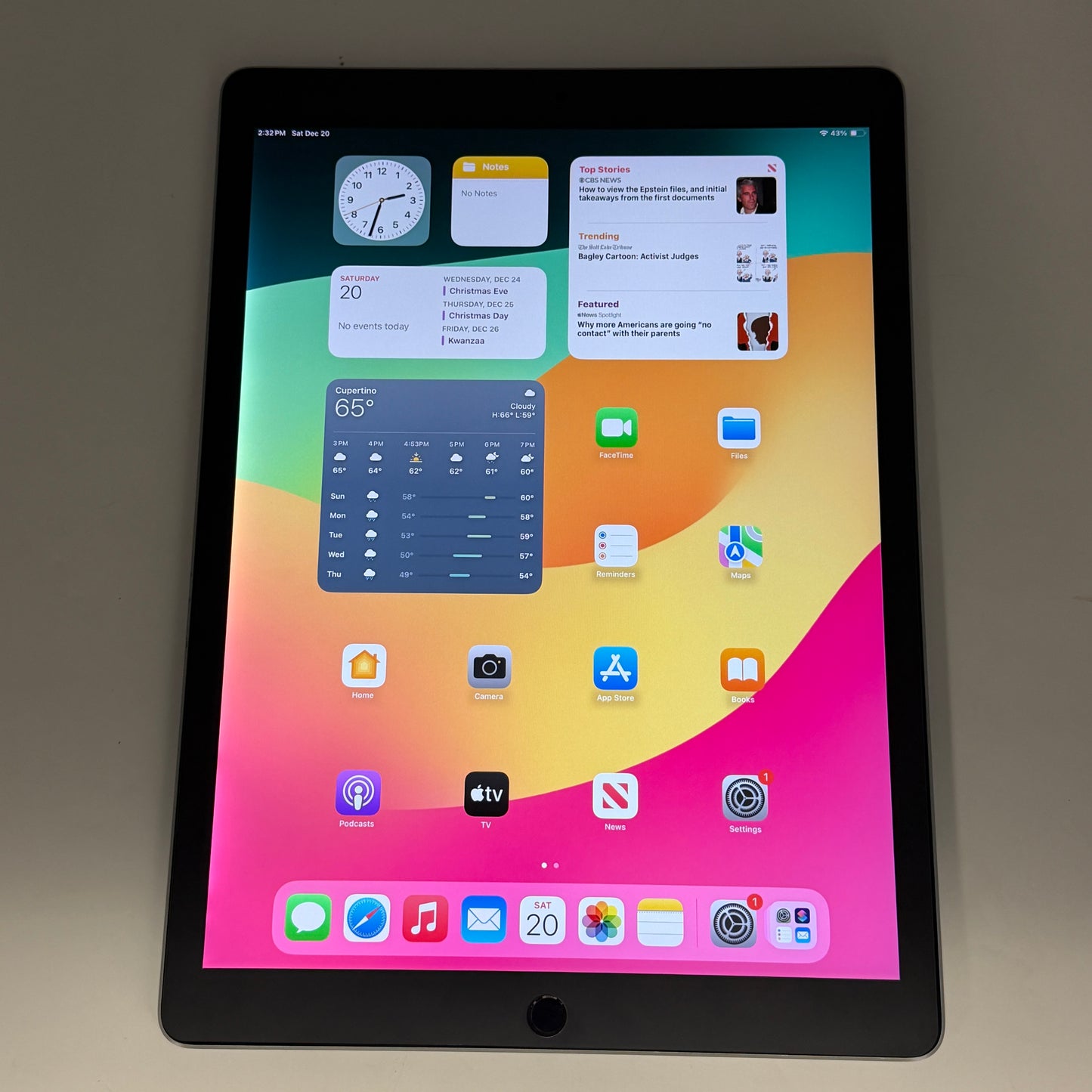 Apple iPad Pro 12.9” 2nd Gen 64GB WiFi Only Gray A1670