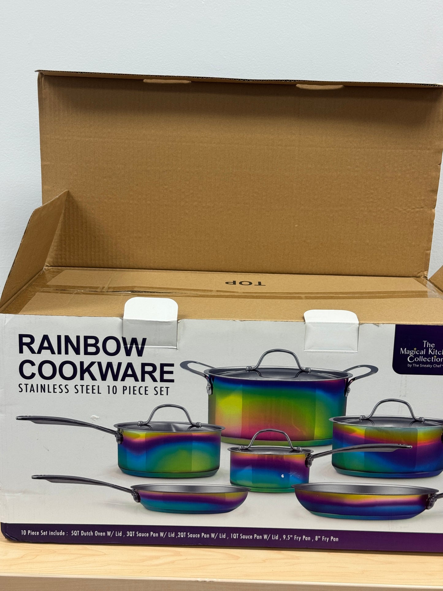 The Magical Kitchen Collection Iridescent Rainbow Cookware 10 Piece Set - Premium