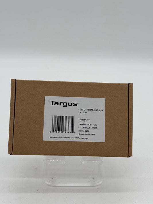 Targus DOCK419 USB-C Dual Video Docking Station HDMI VGA 100W PD Gray NEW IN BOX