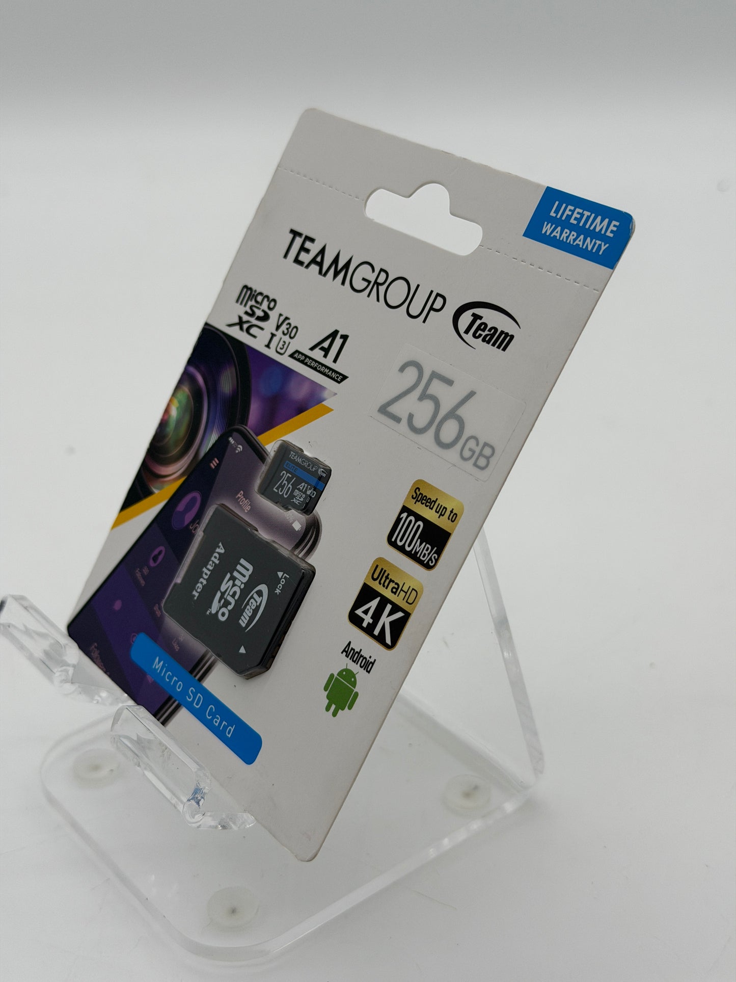 Team Group 256GB Elite microSDXC UHS-I U3 A1 4K UHD MicroSD Card + SD Adapter - Black