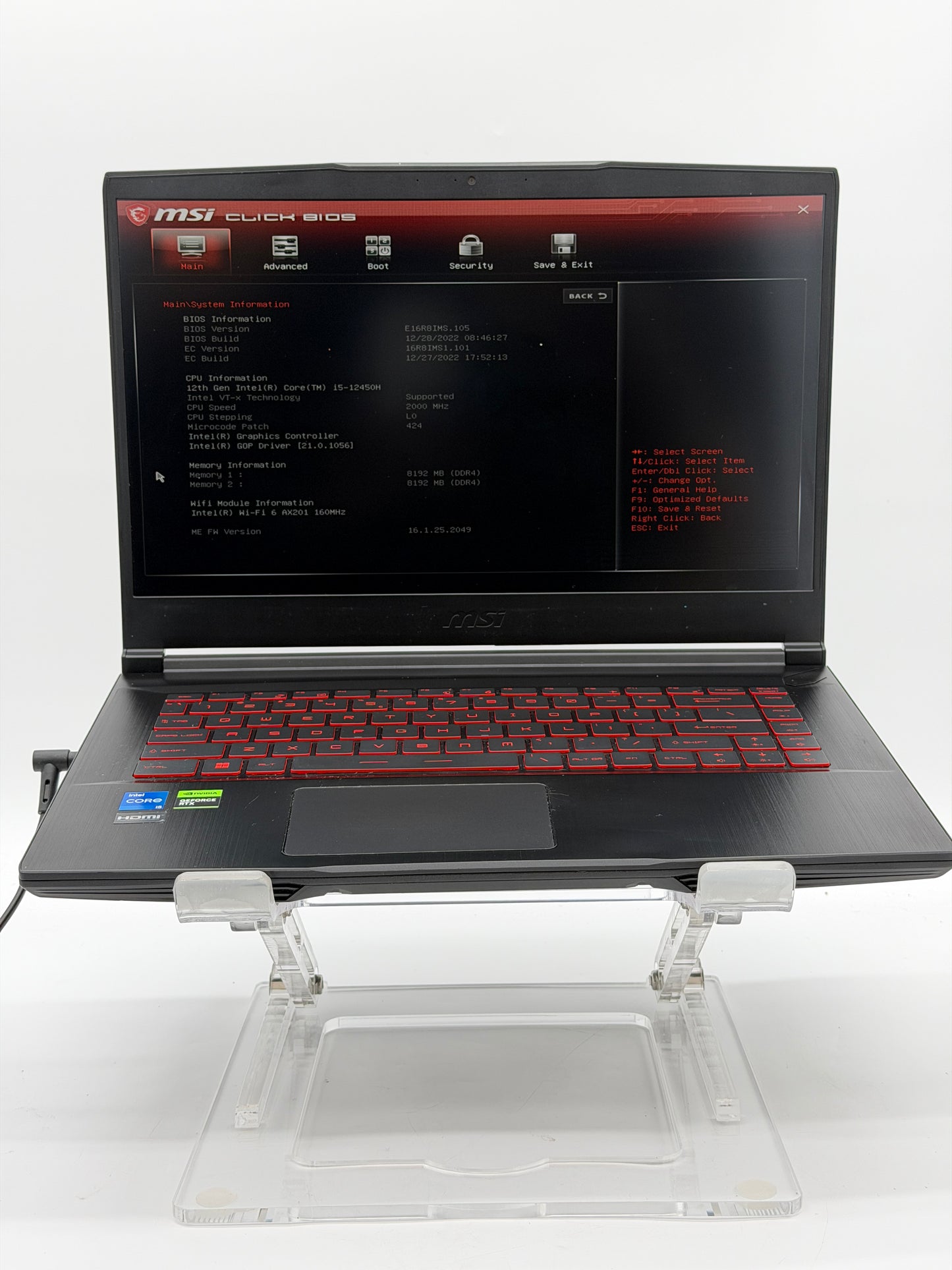 MSI GF63 Thin 12VE Gaming Laptop 512GB SSD, Intel Core I5-12450H, 16GB RAM, RTX4050