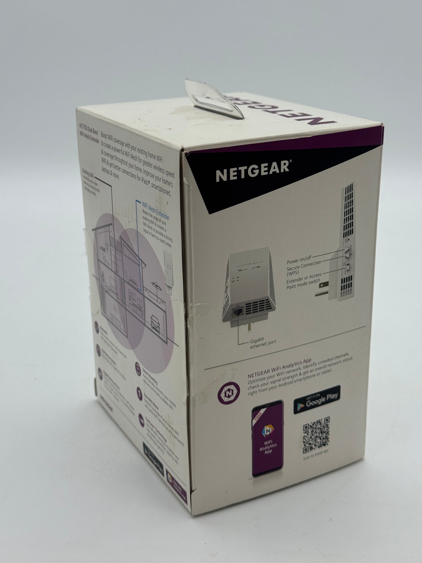 Netgear AC1750 Dual-Band Wi-Fi Mesh Range Extender - New Open Box - White