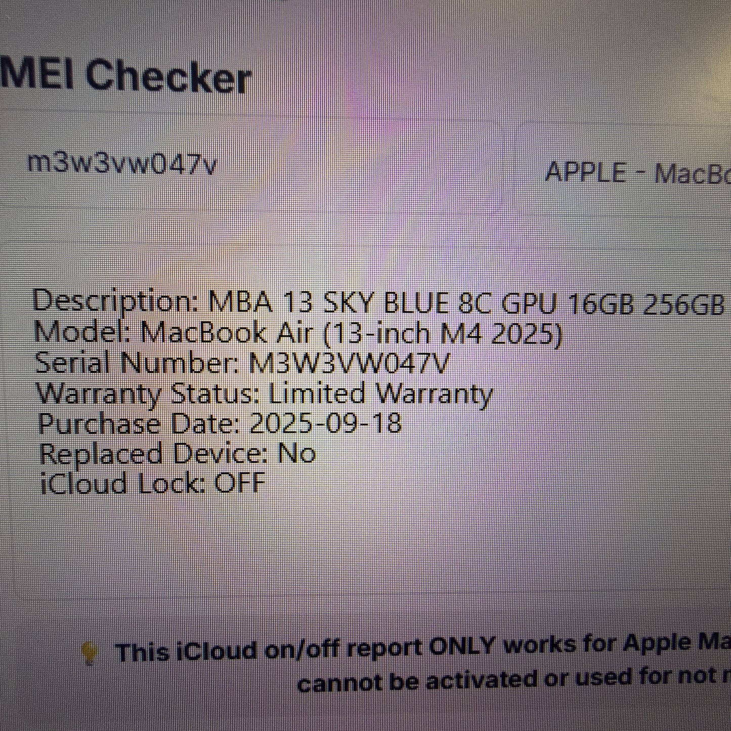 2025 Apple MacBook Air 13.6" M4 10 Core 4.5GHz 16GB RAM 256GB SSD A3240