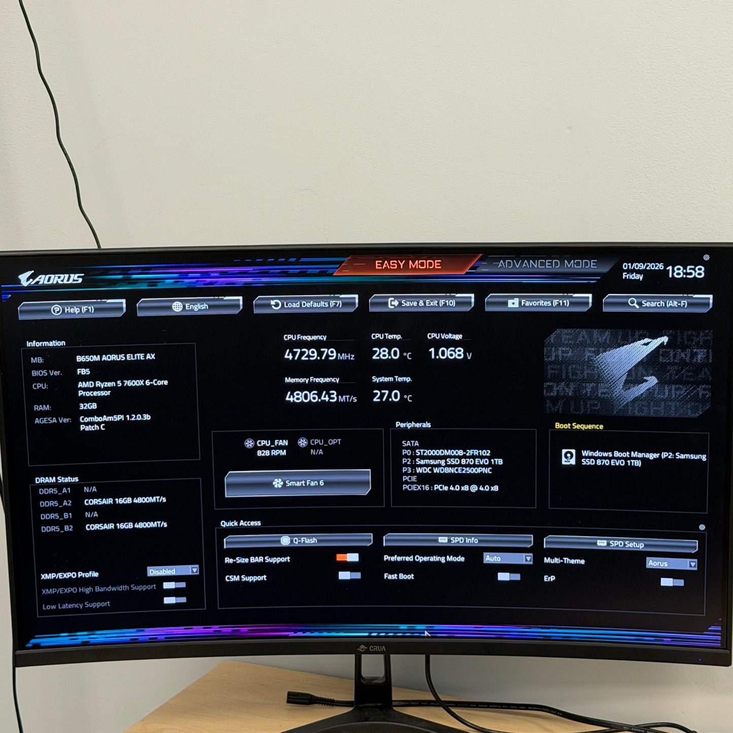 Gigabyte Aorus B650 Elite AX/&nbsp;AMD Ryzen 5 7600X3D 6-Core 12-Thread Socket AM5 CPU