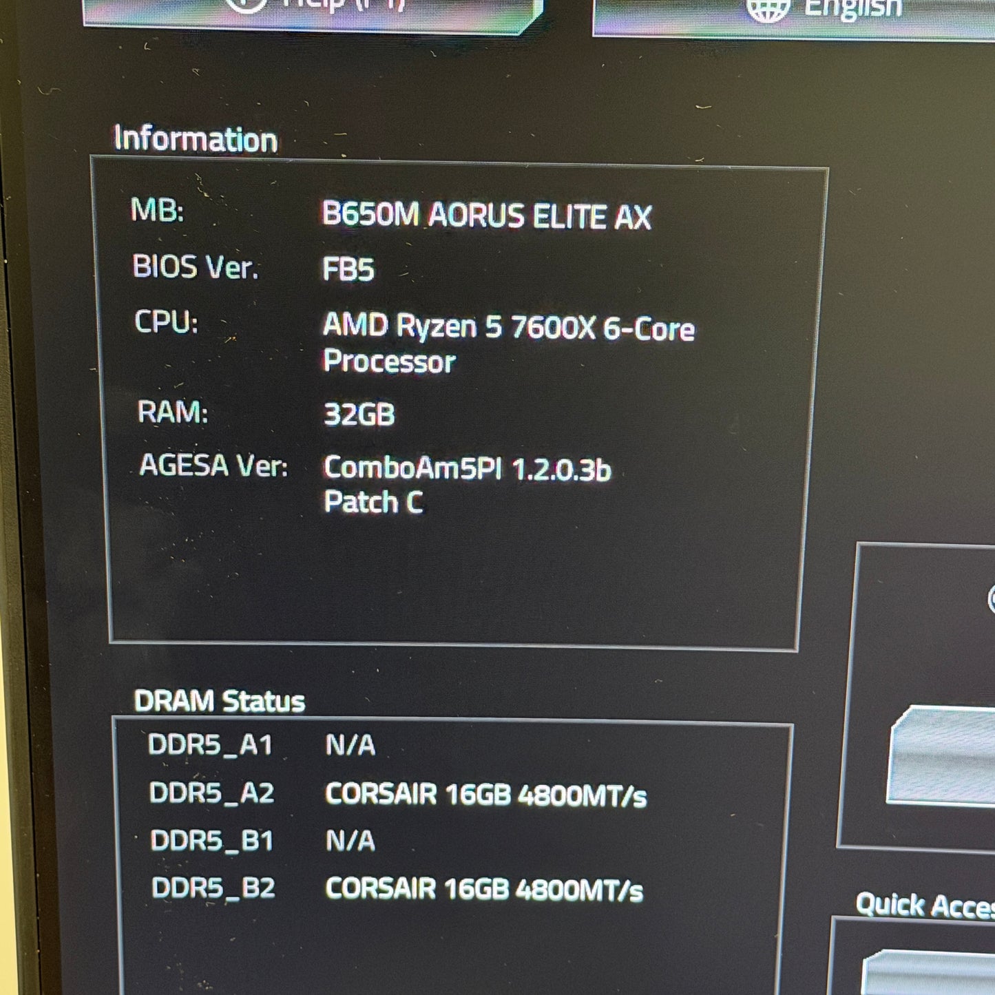 Gigabyte Aorus B650 Elite AX/&nbsp;AMD Ryzen 5 7600X3D 6-Core 12-Thread Socket AM5 CPU